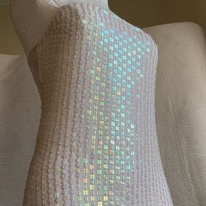 VTG 90s Genny Prada 4 Silk Hologram Sequin Gown